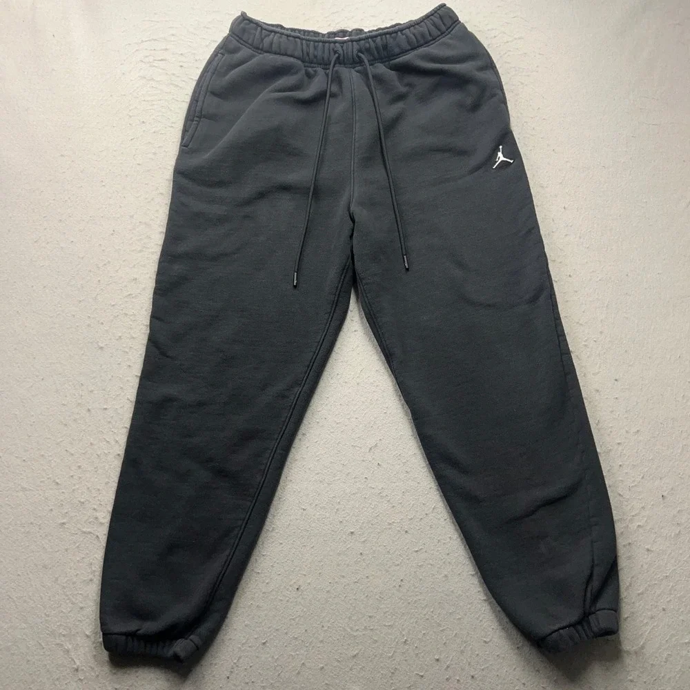Jordan Mens Fleece Jogger Sweatpants Black Embroidered Logo Size Large 1781